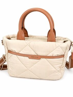 Anne Klein Quilted Beige Handbag – Crossbody Strap